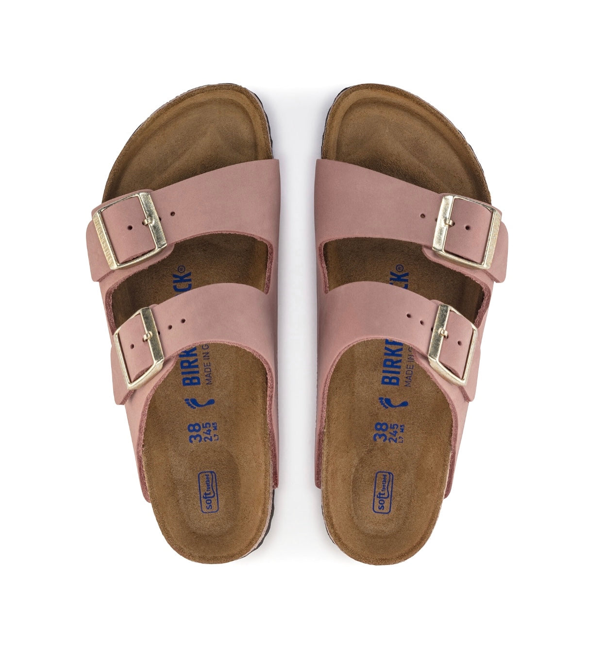 Birkenstock Arizona Old Rose Pink Nubuck Leather Soft Footbed Made In Germany