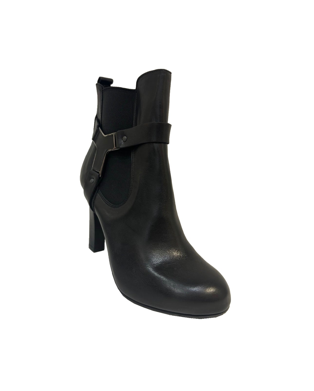 Progetto H215 Light Nero Black Elastic Sided Ankle Strap Boot Made In Italy