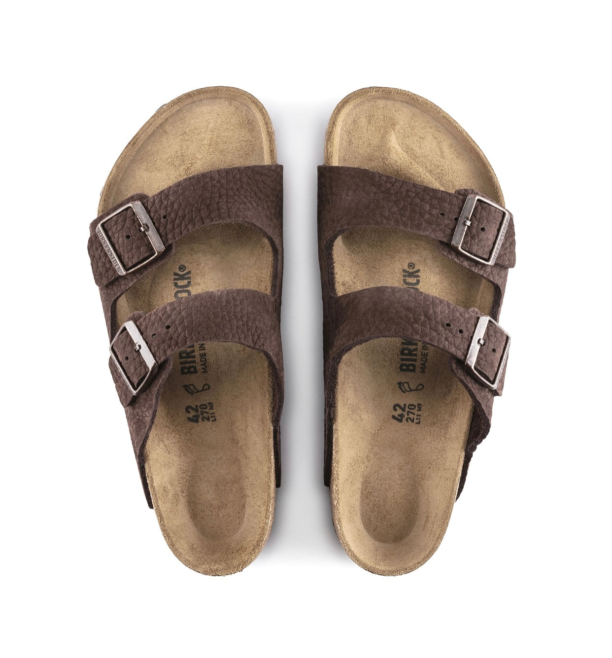 Birkenstock Arizona Desert Buck Roast Brown Nubuck Leather Made In Germany