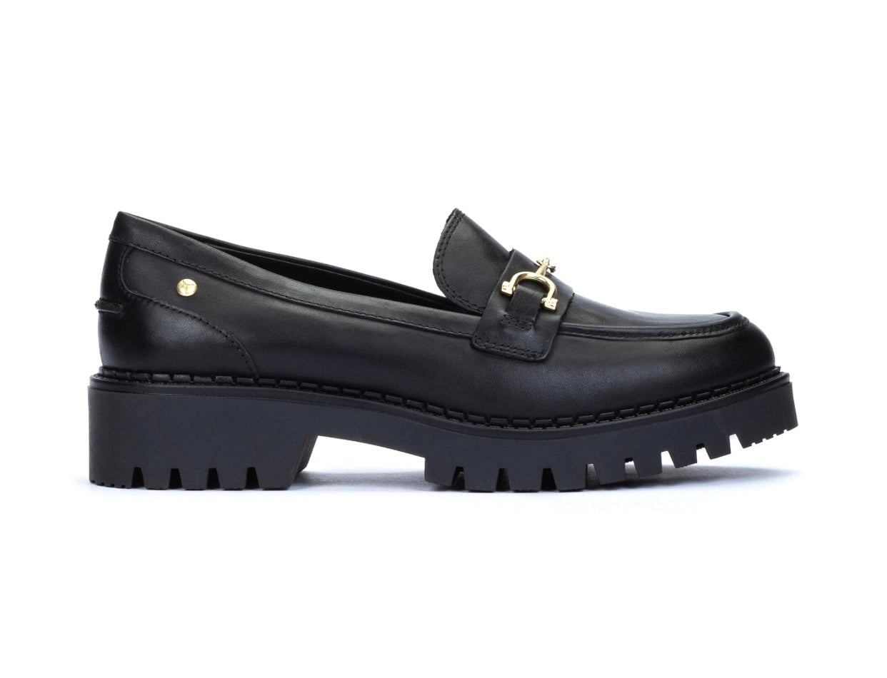 Pikolinos Aviles W6P-3857 Black Platform Loafer Slip On Shoe