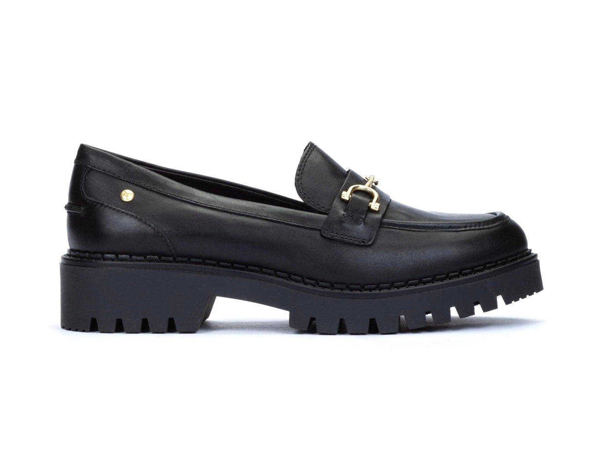 Pikolinos Aviles W6P-3857 Black Platform Loafer Slip On Shoe Made In Spain