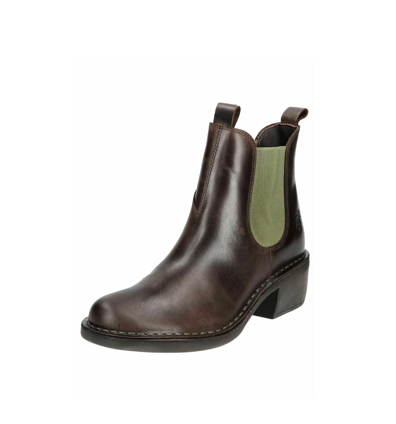 Fly London Meme030Fly Dark Brown Green Ankle Chelsea Boots Made In Portugal