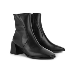 Wonders H-4352 Black Isy Negro Leather Zip Ankle Boot Made In Spain
