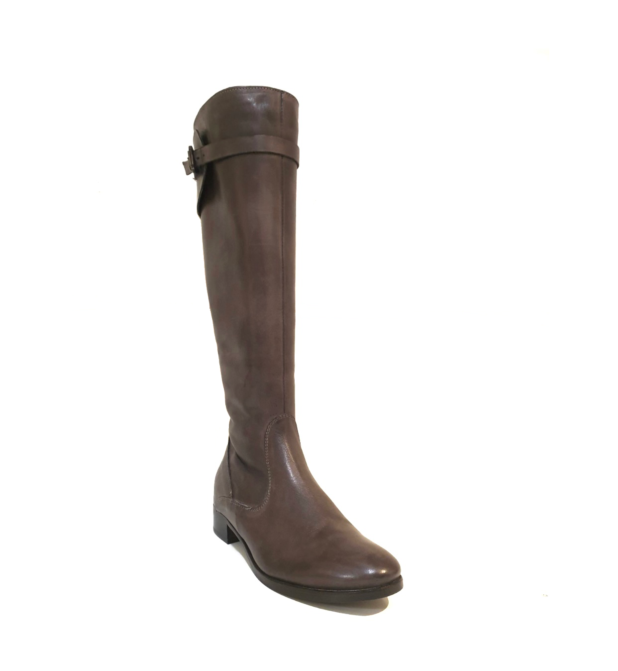 Progetto A290 Toffy Cereze Brown Buckle Zip Knee High Boot Made In Italy