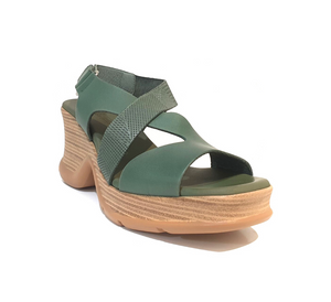 Paula Urban 23-514 Kaki Green Bangla Leather Wedge Made In Spain