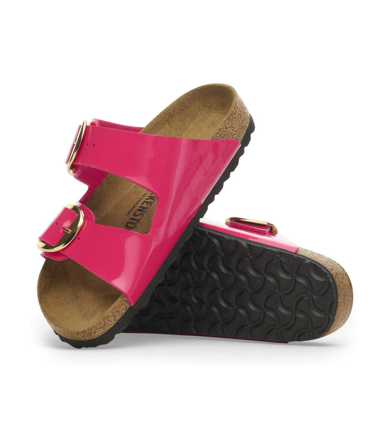 Birkenstock Arizona Big Buckle Pink Fuchsia Fusion Patent Birko-Flor Made In Germany