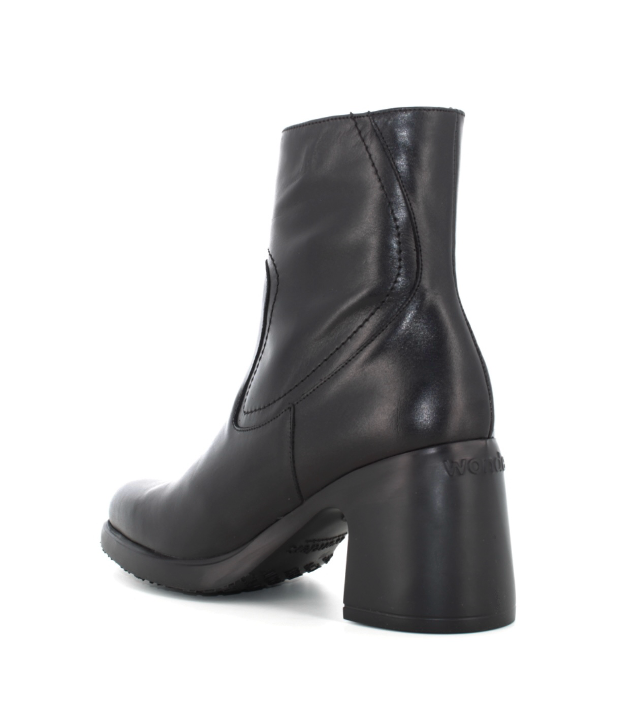 Wonders M-5505 Black Bora Negro Leather Zip Ankle Boot Made In Spain