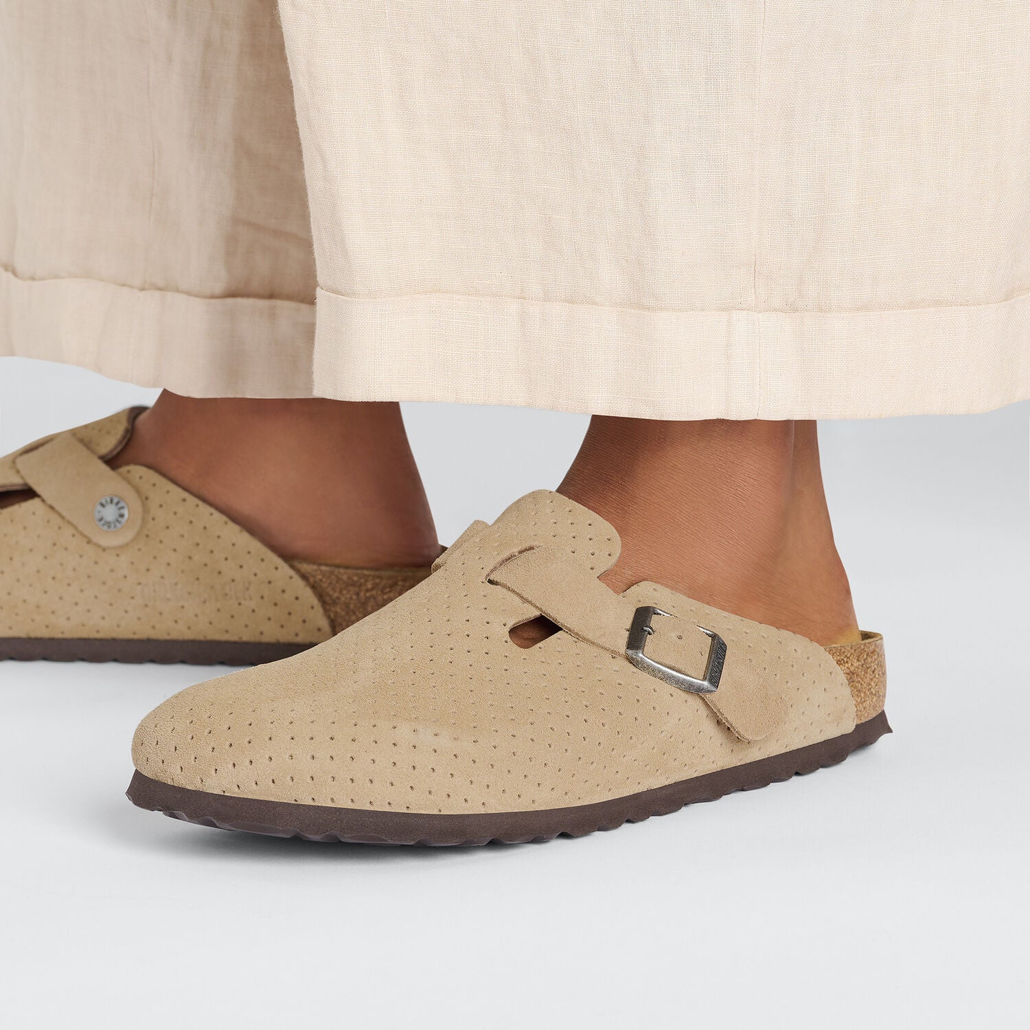 Birkenstock Boston Embossed Dotted New Beige Suede Made In Germany