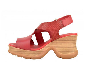 Paula Urban 23-514 Red Bangla Rojo Leather Wedge Made In Spain