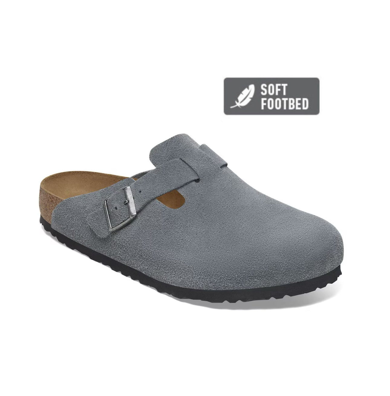 Birkenstock Boston Basalt Gray Blue Grey Suede Soft Footbed Made In Germany