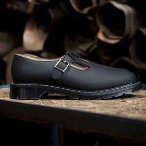 Solovair Black Greasy Mary Jane Shoe Made In England