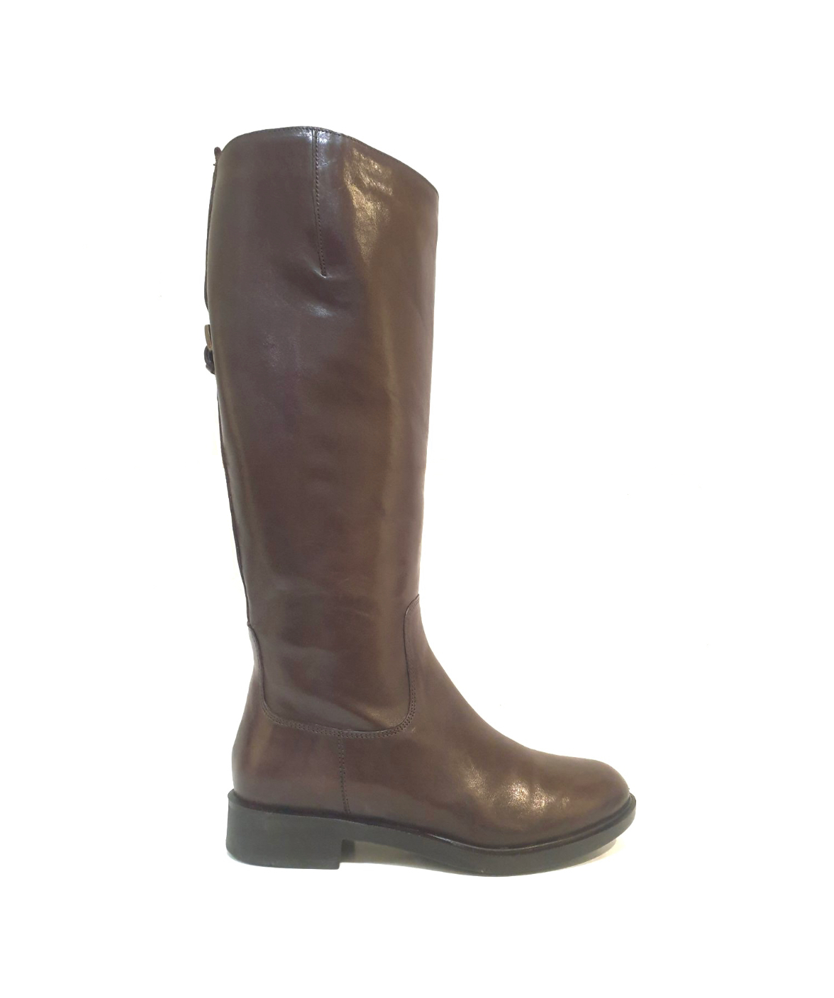 Progetto P054 Toffy T Moro Dark Brown Back Buckle Zip Knee High Boot Made In Italy