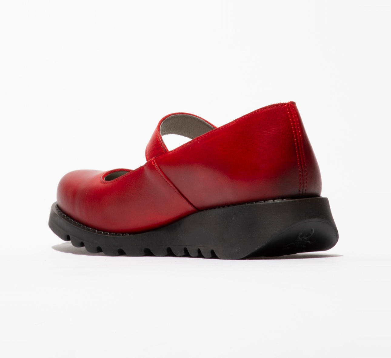 Fly London Samp132Fly Red Rug Leather Buckle Mary Jane Wedges Made In Portugal