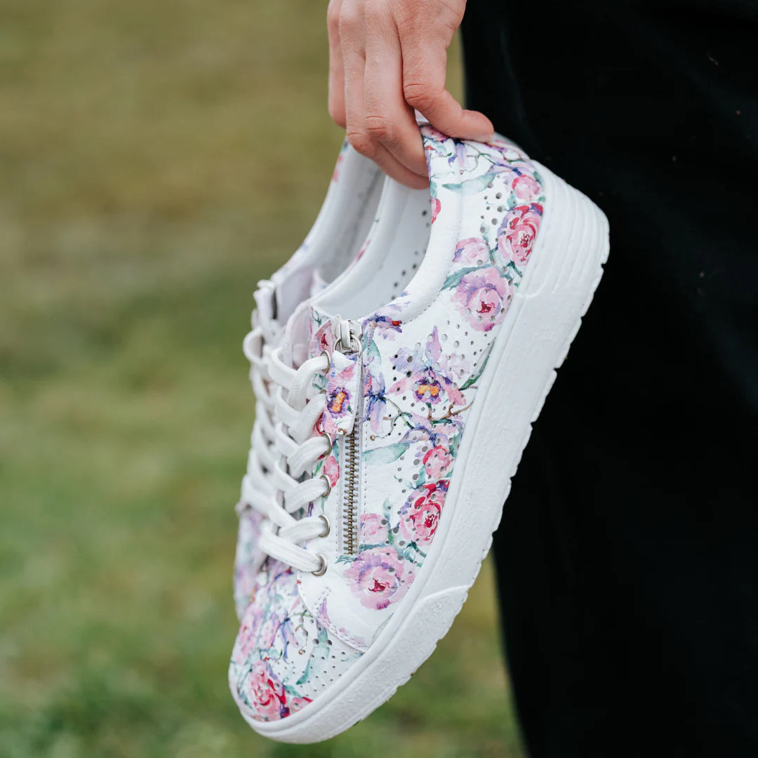 Cabello Comfort EG11P Floral Perforated 6 Eyelet Zip Shoe Made In Turkey