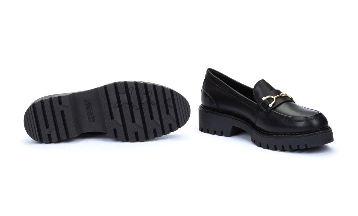 Pikolinos Aviles W6P-3857 Black Platform Loafer Slip On Shoe