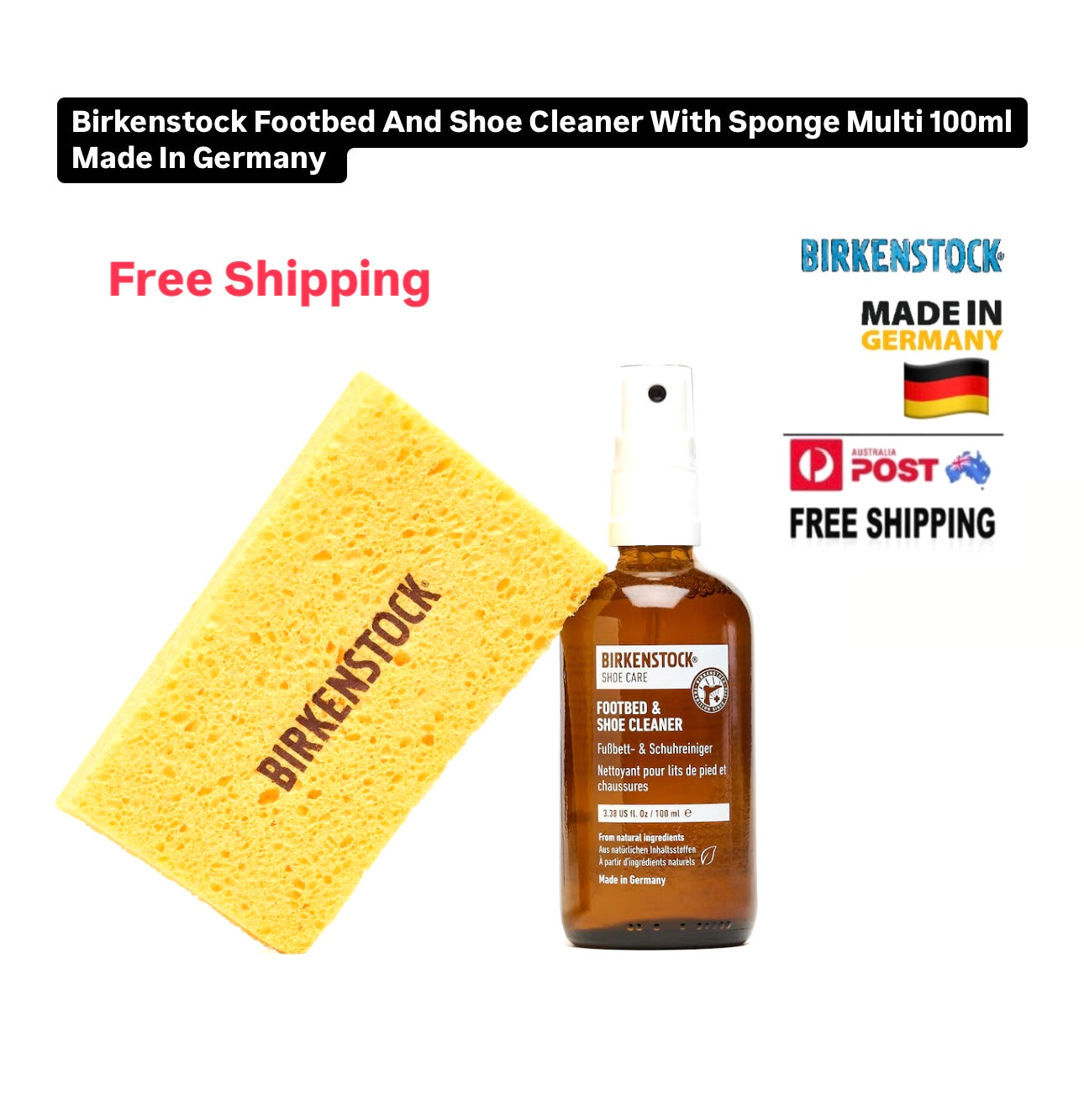 Birkenstock Footbed And Shoe Cleaner With Sponge Multi 100ml Made In Germany