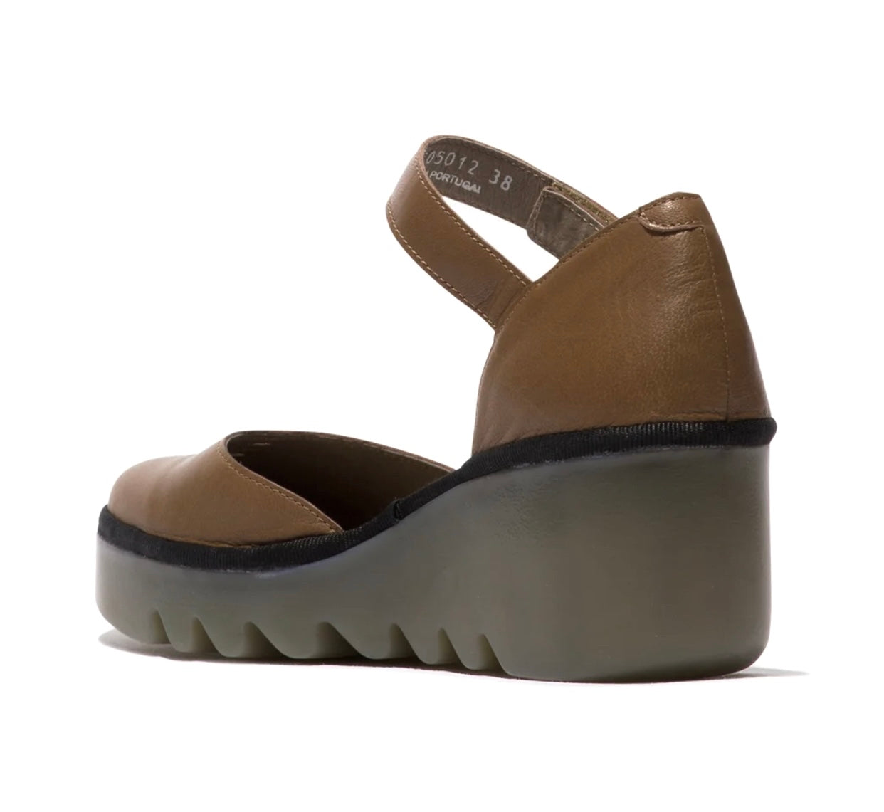 Fly London Biso305Fly Ceralin Ground Taupe Leather Wedges Made In Portugal