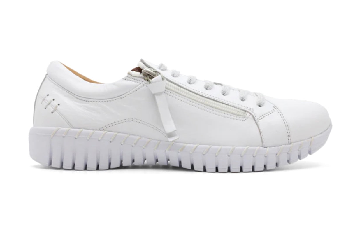 Sala Europe Bibi White 7 Eyelet Zip Shoe Made In Turkey