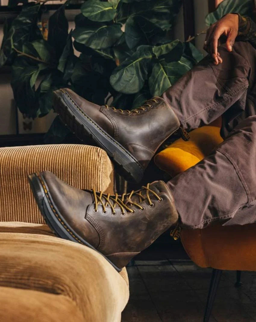 Dr. Martens Crewson Dark Brown Crazy Horse Ankle 8 Eyelet Boot