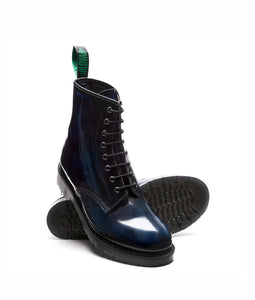 Solovair Navy Blue Rub Off 8 Eyelet Boot Made In England