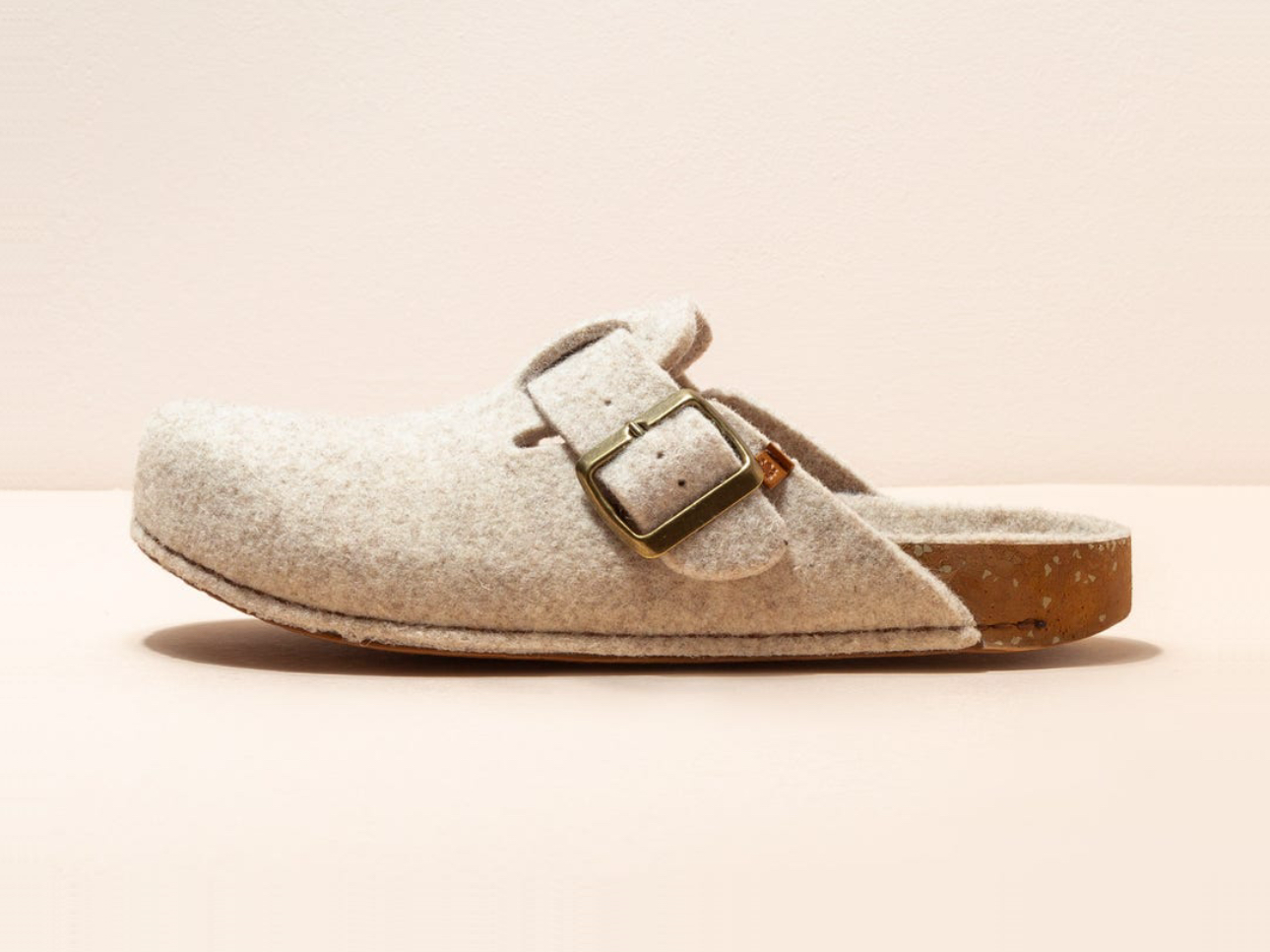 El Naturalista NA70 Wool Natural Beige Home Buckle Clog Made In Spain