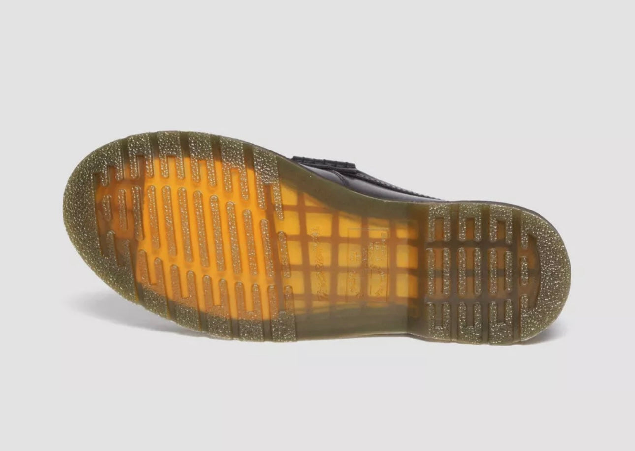 Dr. Martens Penton Black Smooth Leather Yellow Stitch Loafer Shoe