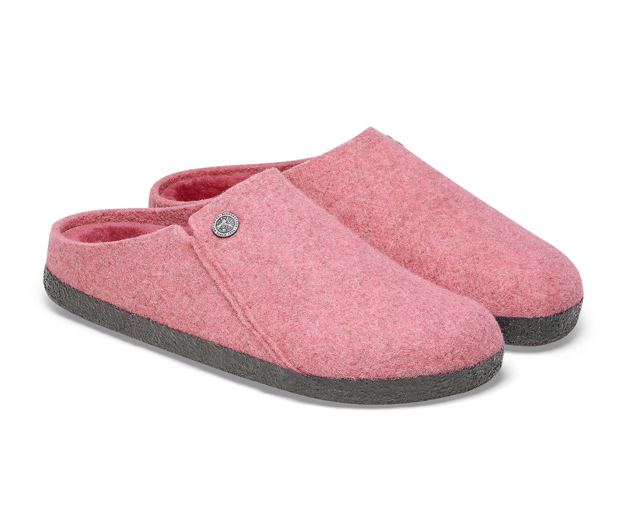 Birkenstock Zermatt Rivet Split Fuchsia Tulip Pink Wool Felt Clog Shearling Removable Footbed