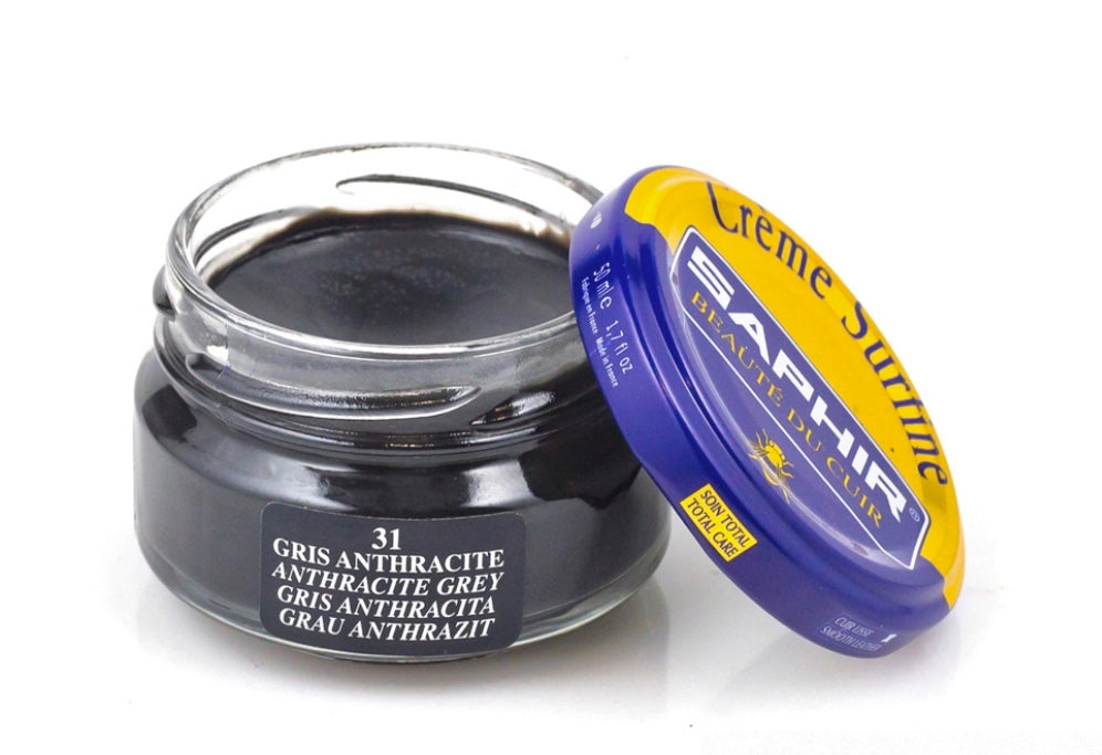 Saphir 31 Gris Anthracite Grey Renovating Cream Polish 50ml Made In France