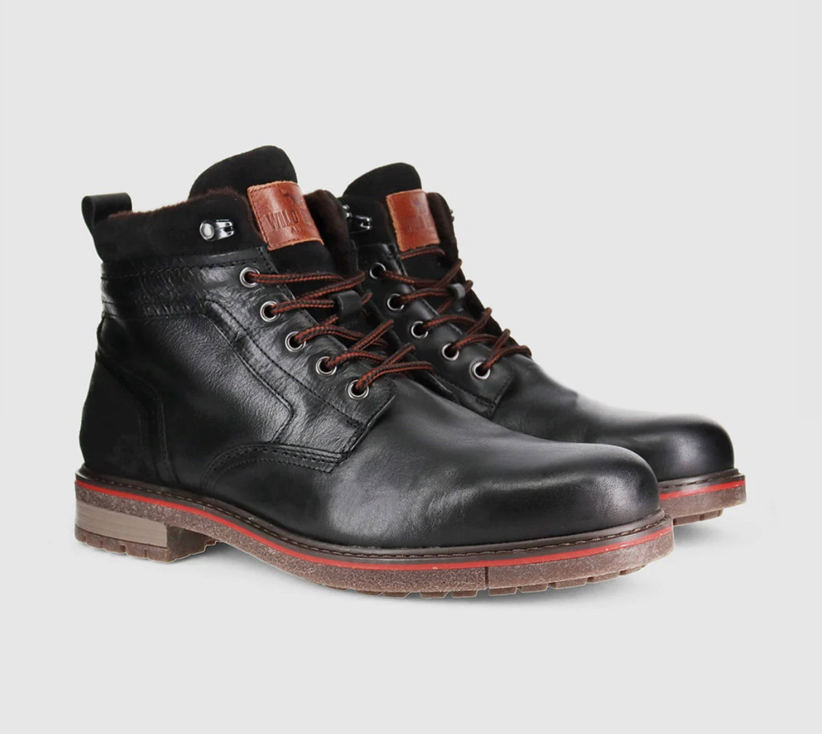 Wild Rhino Redback Black 6 Eyelet Zip Ankle Boot Made In Portugal ...