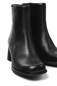 Camper Kiara Black Leather K400743-001 Zip Ankle Boot