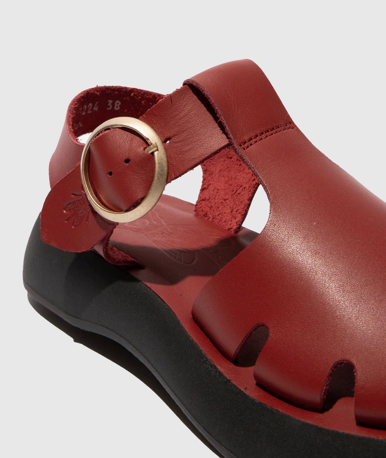 Fly London Bady281Fly Intense Rust Red Brooklyn Leather Open Toe Sandal Made In Portugal