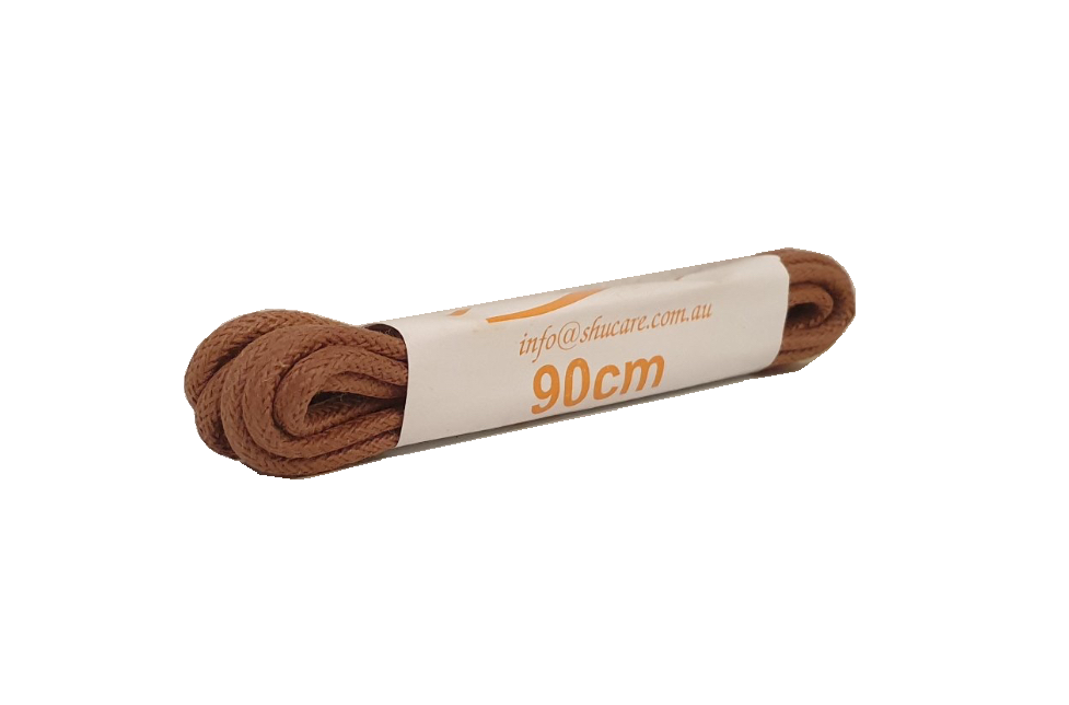 Shucare Light Tan Brown 35 Inch 90cm (4-6 Eyelet) Round Fine Waxed Cotton Shoe Laces