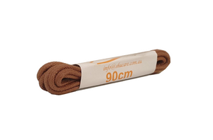 Shucare Light Tan Brown 35 Inch 90cm (4-6 Eyelet) Round Fine Waxed Cotton Shoe Laces