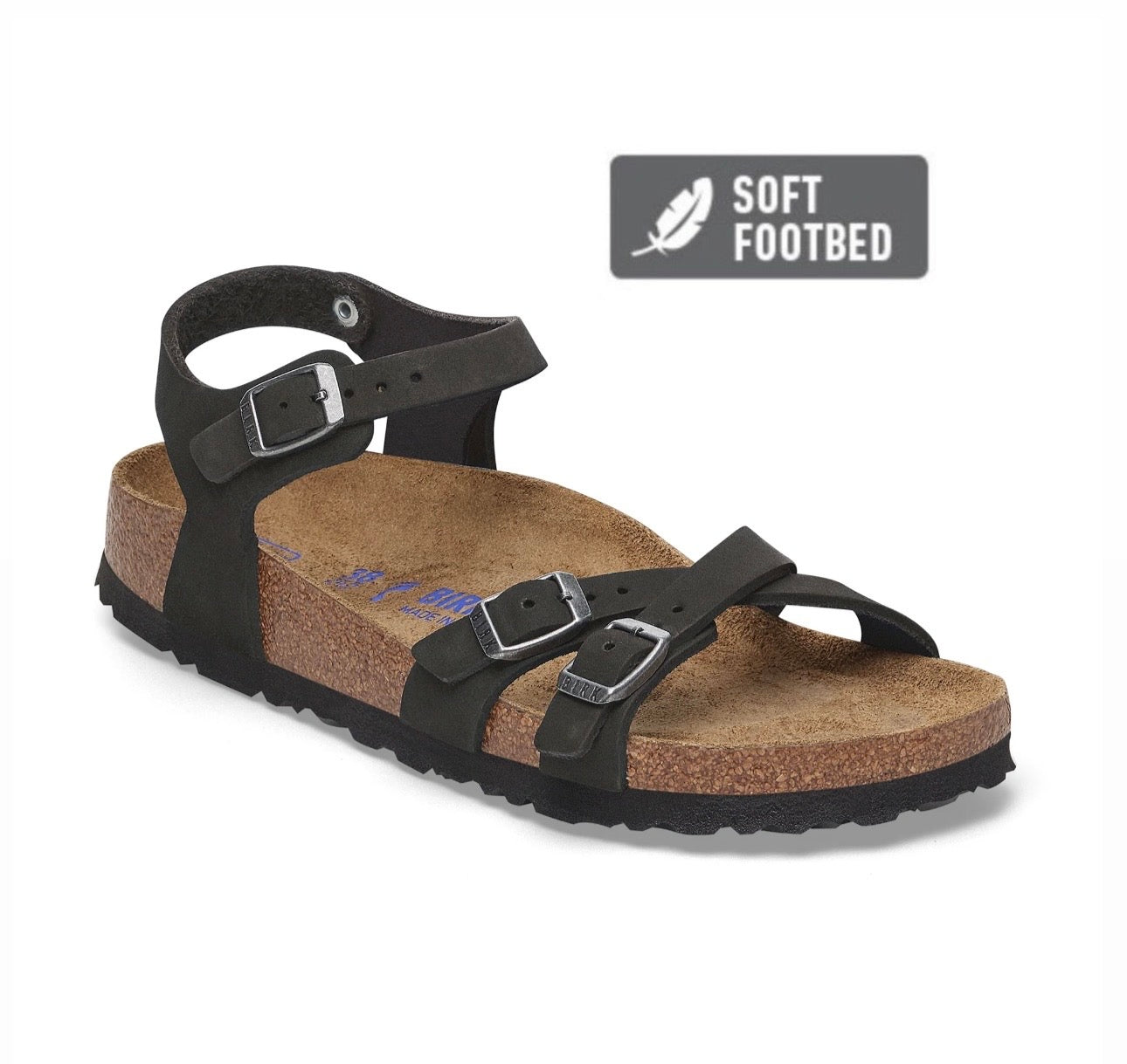 Birkenstock Kumba Black Nubuck Leather Soft Footbed Made In Germany