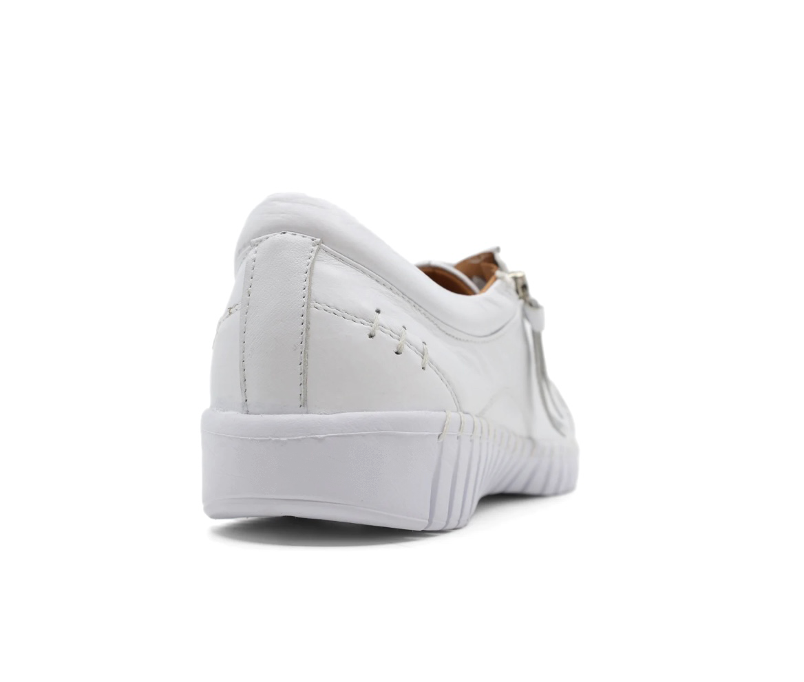 Sala Europe Bibi White 7 Eyelet Zip Shoe Made In Turkey