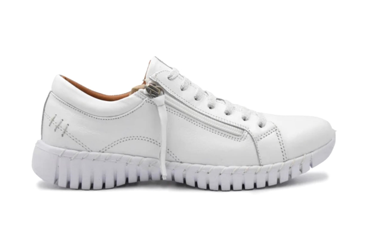 Sala Europe Bibi White 7 Eyelet Zip Shoe Made In Turkey
