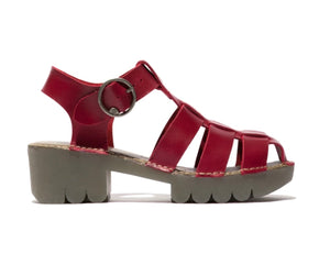 Fly London Emme511Fly Red Bridle Sandal Made In Portugal