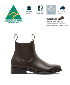 Baxter Royal Brown Rubber Sole Chelsea Dress Boot Made In Australia