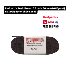 Redpath’s Dark Brown 35 Inch 90cm (4-6 Eyelet) Flat Polyester Shoe Laces