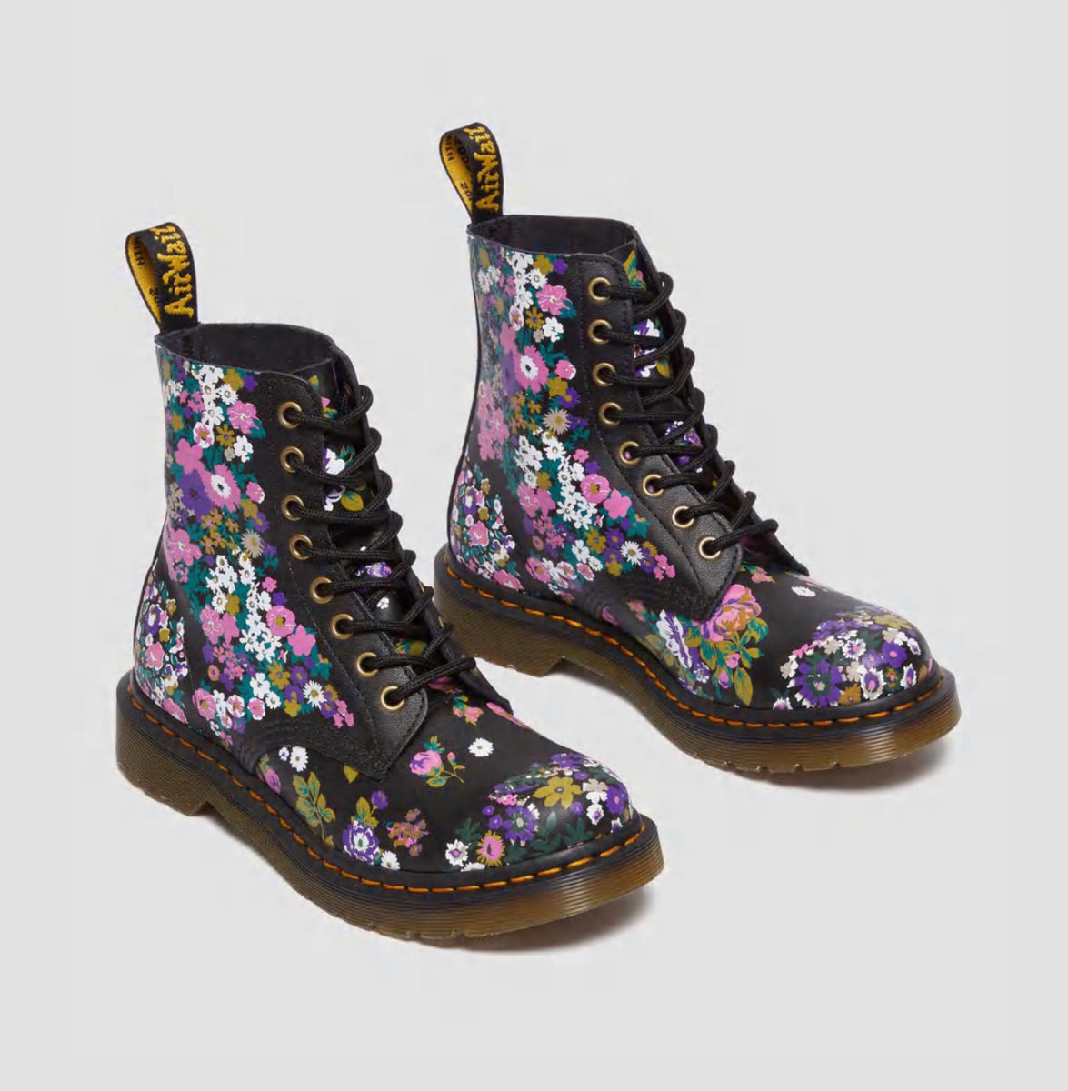 Dr. Martens 1460 Pascal Black Multi Vintage Floral Backhand Ankle 8 Ey ...