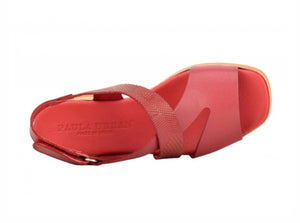 Paula Urban 23-514 Red Bangla Rojo Leather Wedge Made In Spain