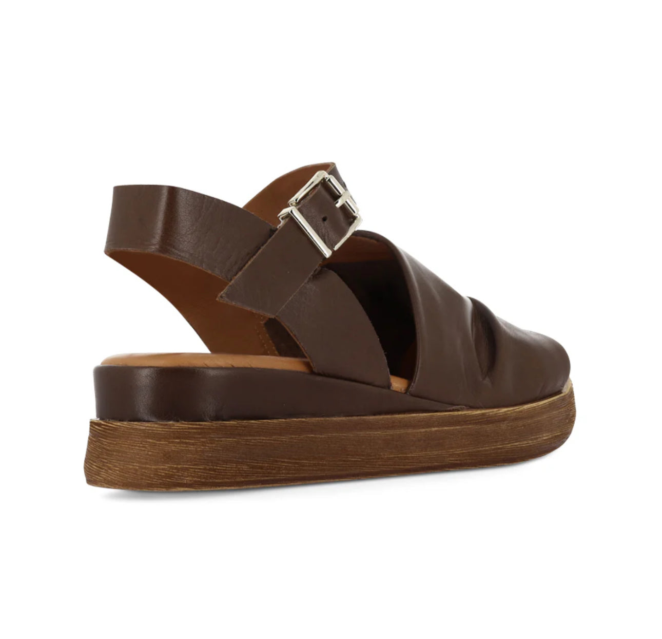 Sala Europe Positano Brown Open Toe Buckle Ankle Strap Sandal Made In Turkey