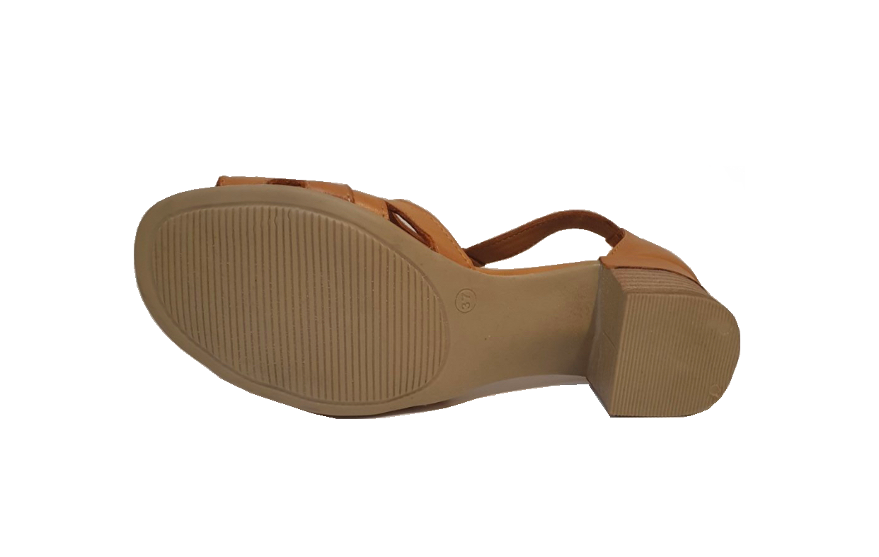 Sala Europe Noeli Coconut Light Tan Open Toe T-Bar Court Shoe Made In Turkey