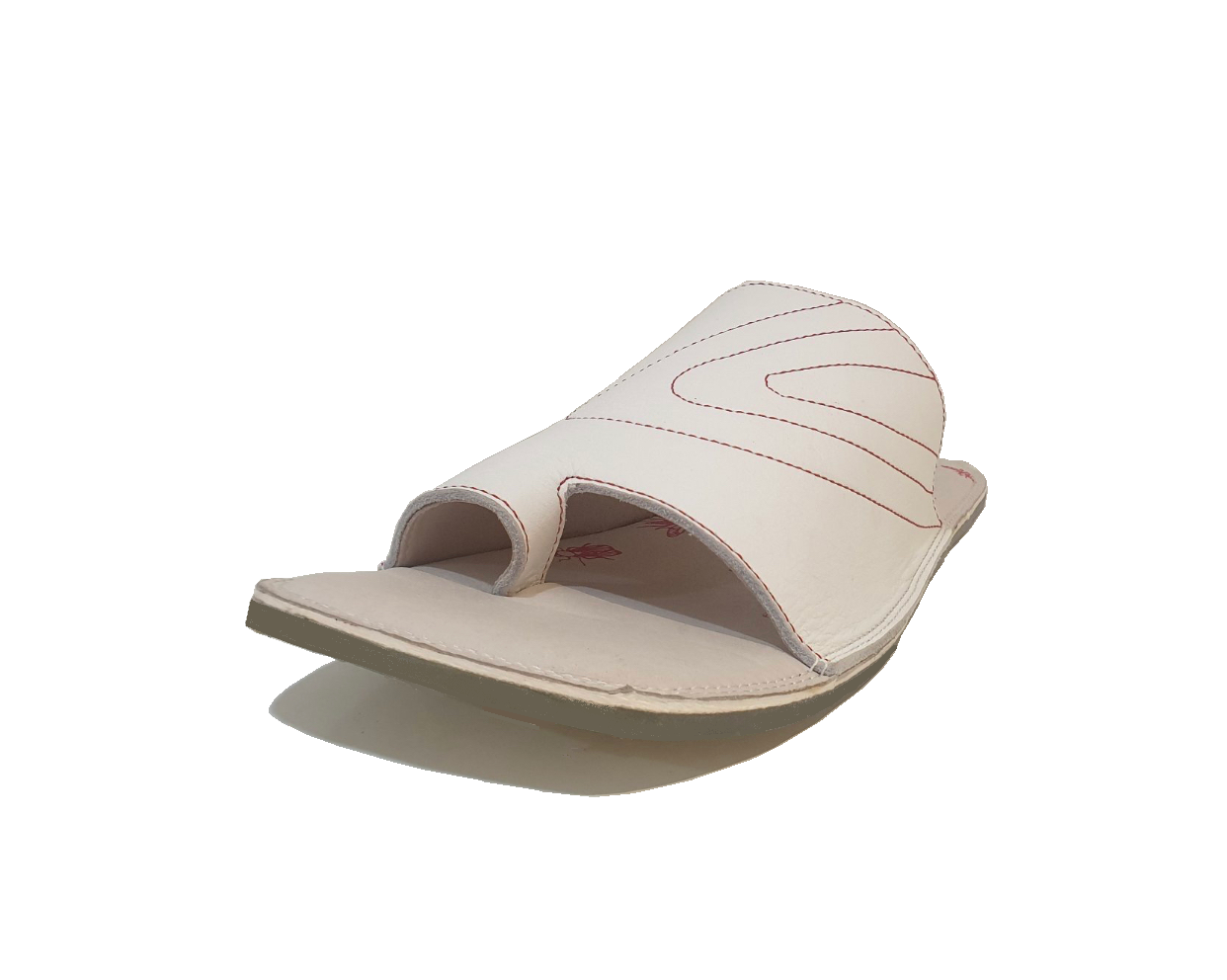 Fly London Vent Off White Leather Toe Loop Strap Slide