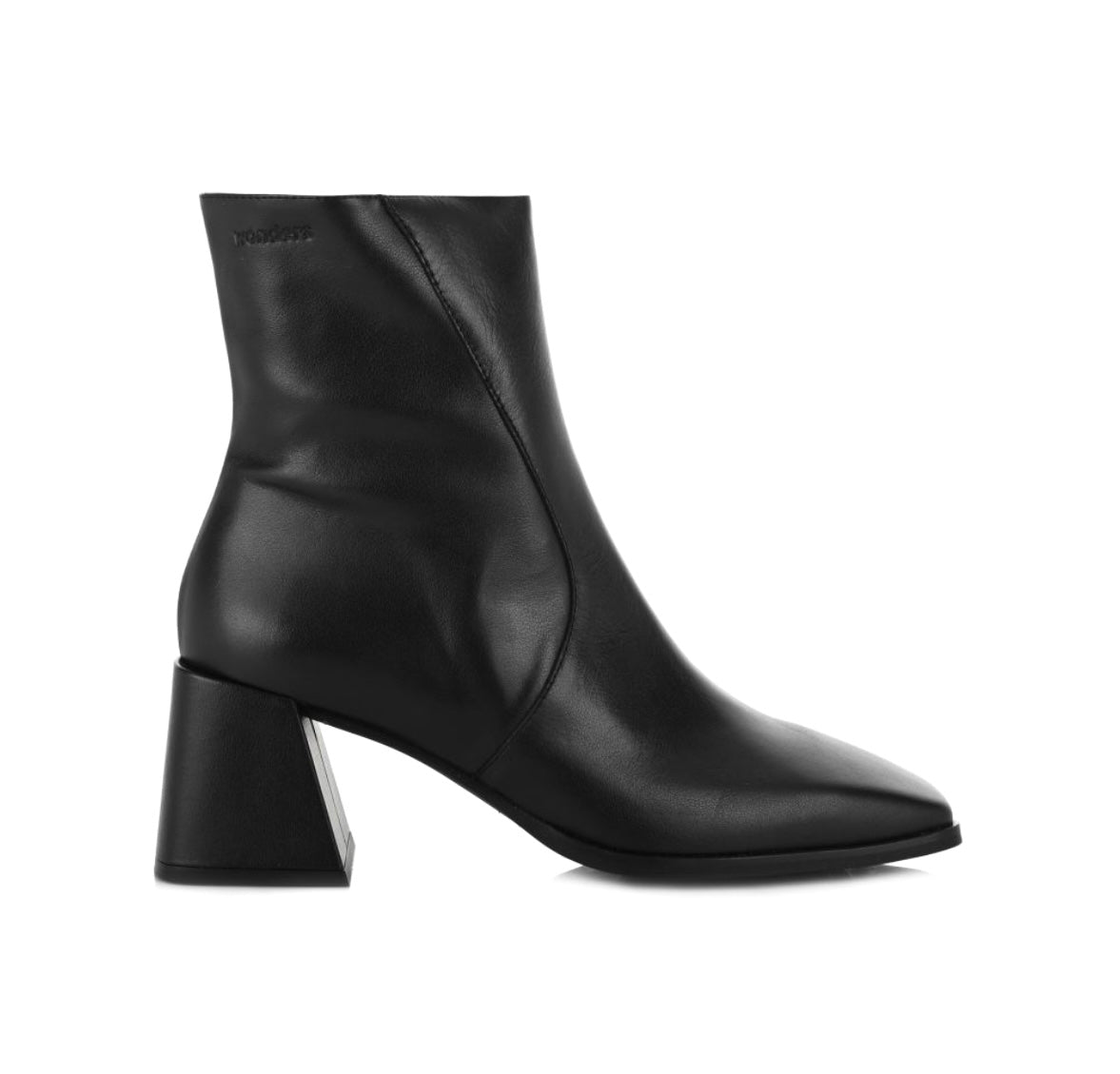 Wonders H-4352 Black Isy Negro Leather Zip Ankle Boot Made In Spain