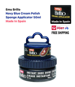 Emu Brillo Navy Blue Renovating Cream Polish Sponge Applicator 50ml Made In Spain