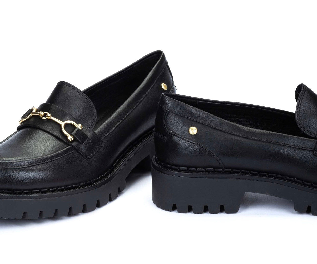 Pikolinos Aviles W6P-3857 Black Platform Loafer Slip On Shoe