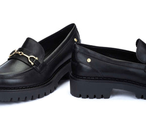 Pikolinos Aviles W6P-3857 Black Platform Loafer Slip On Shoe