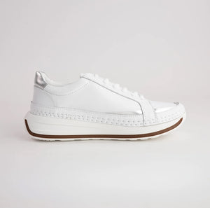 Sala Europe Vogue White Leather 6 Eyelet Zip Sneaker Shoe Made In Turkey