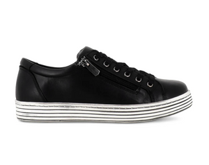 Cabello Comfort Unity Black 6 Eyelet Zip Shoe Made In Turkey